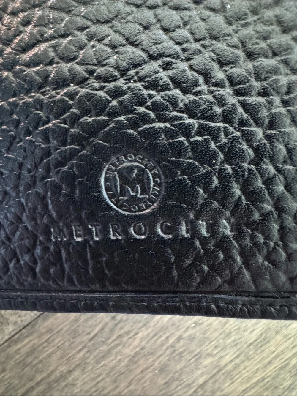Metrocity Black Pebbled Leather Long Bifold Wallet Men’s Executive Business New